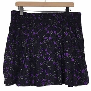 GAP Skirt Mini Animal Print Floral Leopard Cheetah Ruched Stretchy Size Large